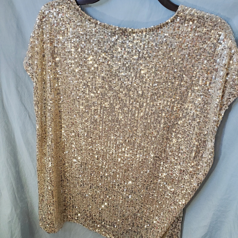 Cece Gold Or Is It Silver  Sequin Women's Top Size XL - Picture 5 of 8